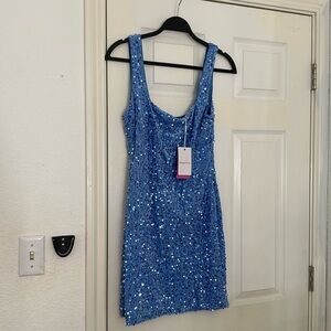 Beginning boutique blue sequin dress! brand new! US size 6